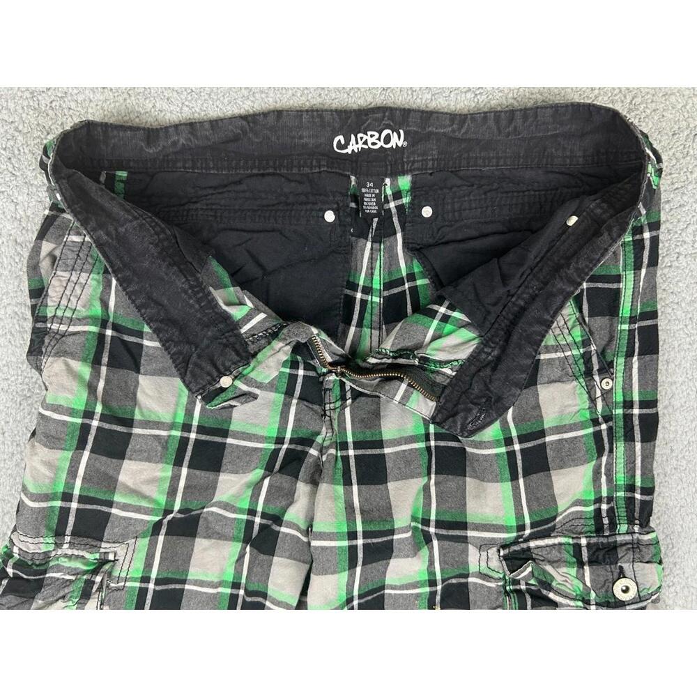 Carbon Mens Cargo Pockets Shorts 34 Multicolor Plaid Design Summer Wear Photos - Picture 5 of 11